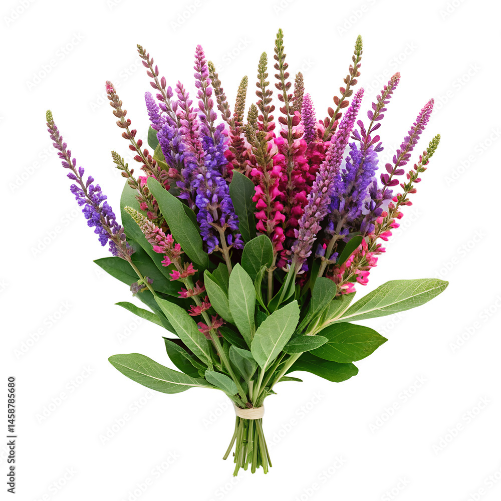 Fototapeta premium bouquet of purple flowers Isolated on transparent background
