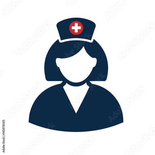 nurse silhouette vector icon with white background.