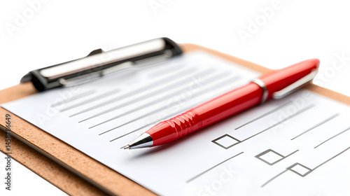 Wallpaper Mural Professional Clipboard with Attached Pen on White Background for Office Use Torontodigital.ca