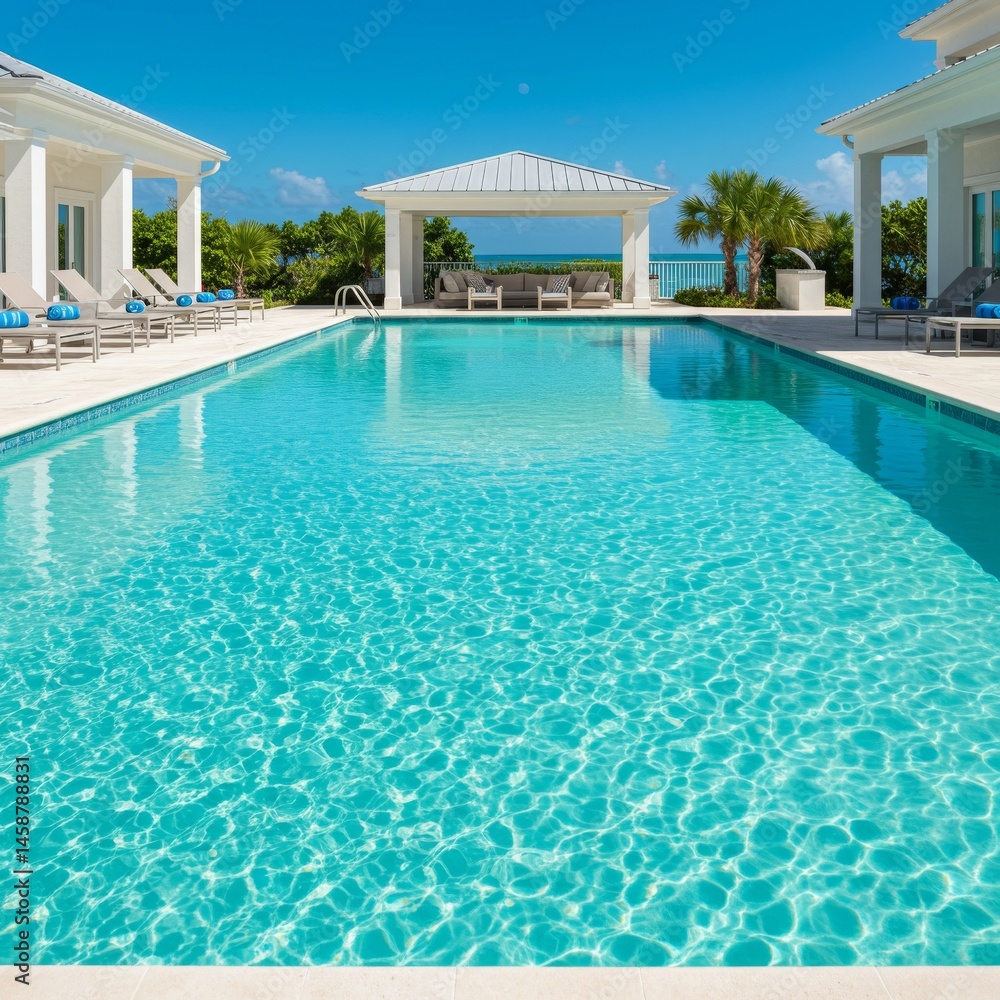 Fototapeta premium Luxury Tropical Pool Villa with Ocean View