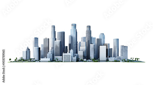 Los Angeles California USA Cityscape Isolated on White Background