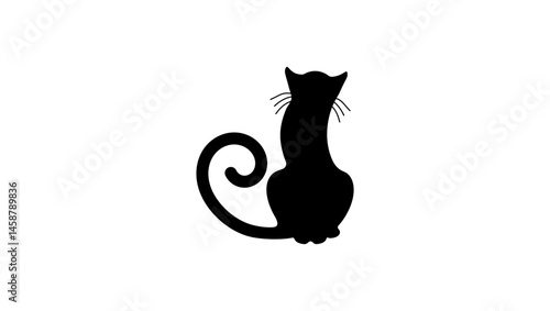 Wallpaper Mural cute Cat Shape, black isolated silhouette Torontodigital.ca