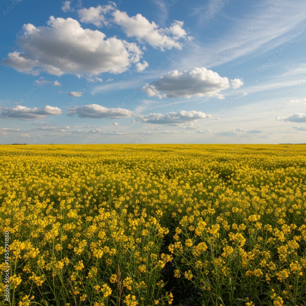 Vibrant Yellow Flower Field Under a Sunny Sky Vibrant Yellow Flower Field Under a Sunny Sky