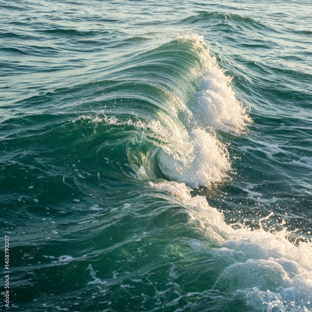 Fototapeta premium Ocean Wave with White Foam and Turquoise Water