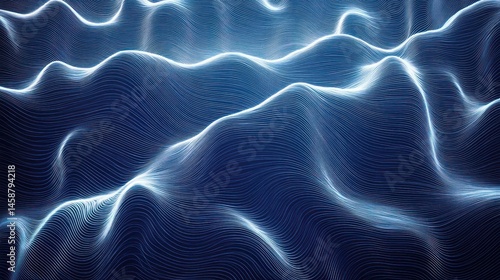Abstract Blue Wavy Lines Graphic