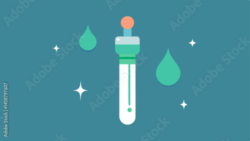 Microneedling Pen A stylized microneedling pen featuring tiny needles with glowing tips next to a droplet of serum that appears to radiate soothing energy.