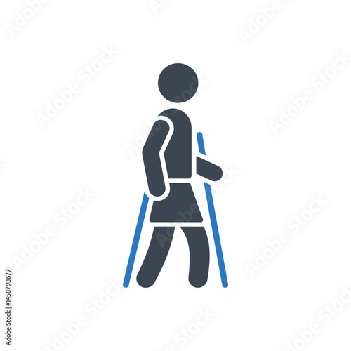 Walking With Forearm Crutches Icon