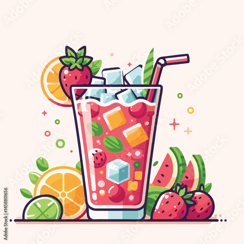 drink, cocktail, fruit, fresh, glass, alcohol, beverage, summer, ice, cold, bar, tropical, party, juice, background, food, isolated, citrus, liquid, refreshment, sweet, design, illustration, mint, gin