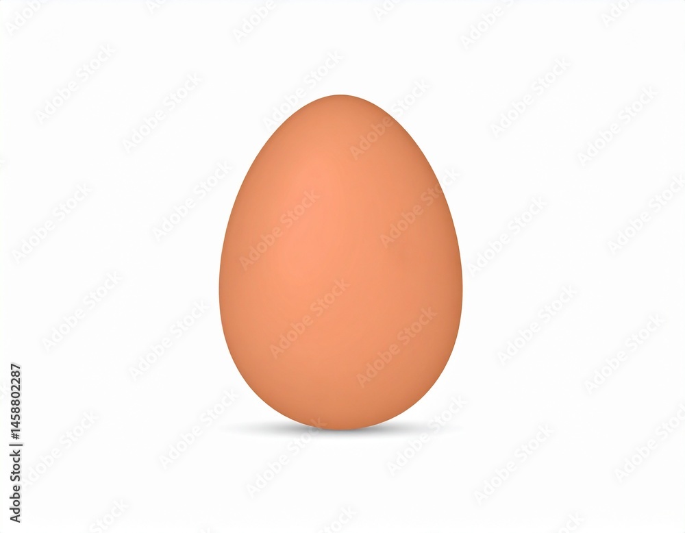 A simple egg illustration, light brown in color, with a shadow beneath it, standing against a plain white background A simple egg illustration, light brown in color, with a shadow beneath it, standing against a plain white background