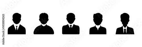 Avatar icon set. User profile icon set. Social network avatar. Silhouette head, avatar face, person icon. Default anonymous user portrait vector illustrations.