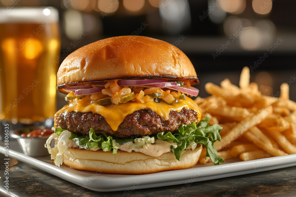 Fototapeta premium A hamburger with cheese
