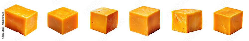 Bright Orange Cubes of Cheddar Cheese Isolated on a Transparent Background Bright Orange Cubes of Cheddar Cheese Isolated on a Transparent Background
