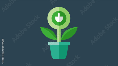 Potted Plant Power Button A power button shaped like a potted plant symbolizing the energyefficient technology and products being promoted on ecofriendly Cyber Monday sales.