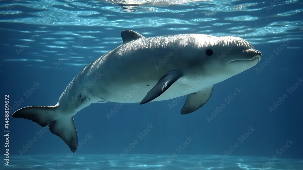 Naklejka premium Aquatic mammal underwater. Graceful, serene