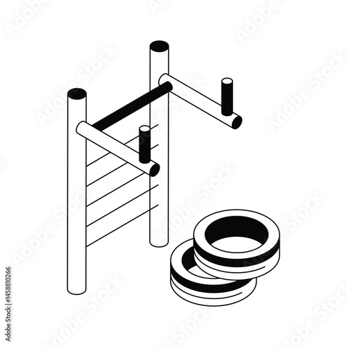 Have a look at this modern isometric showing street workout frame