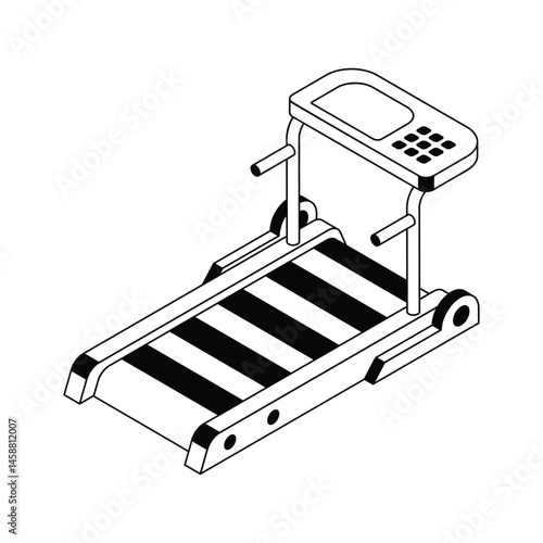 Ready to use isometric icon of treadmill machine