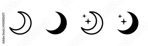 Moon icon. Crescent night sky vector illustration. Celestial astronomy symbol. Lunar phase and astrology pictogram for space and dream-themed designs.