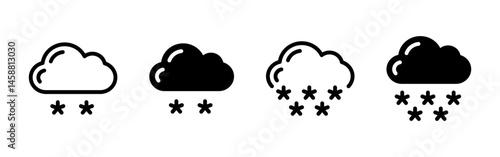 Snow icon. Cloud with falling snowflakes vector illustration. Winter weather symbol. Climate forecast and cold season pictogram for meteorology and seasonal design.
