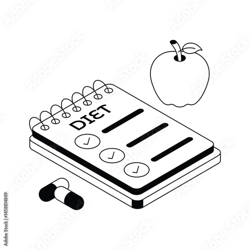 Latest icon of diet plan designed in isometric style