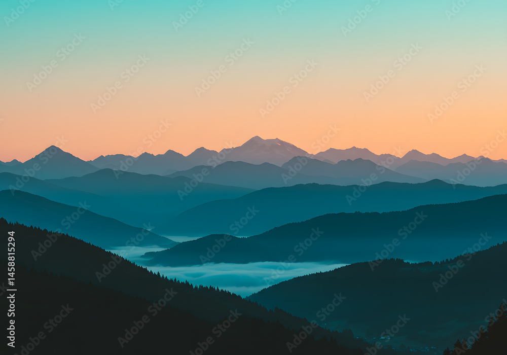 Fototapeta premium Dusk Over the Mountain Range