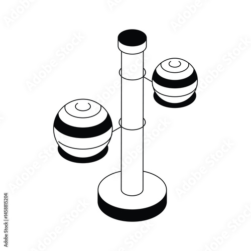 Get a sight of this modern isometric yoga ball rack icon