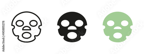 Face mask icon. Cosmetic skincare sheet mask vector illustration. Beauty and rejuvenation symbol. Facial treatment and spa therapy design concept. Wellness, relaxation and cleansing pictogram.