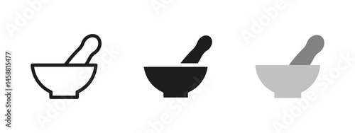 Mortar and pestle icon. Herbal grinding bowl vector illustration. Traditional tool for medicine or cooking preparation. Apothecary and culinary equipment symbol. Organic treatment pictogram.