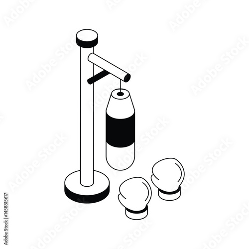 Gym punching bag icon designed in isometric style