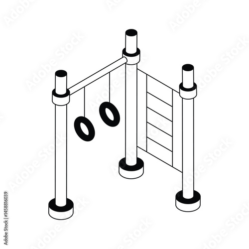 A well designed isometric outline icon of gymnastic rings