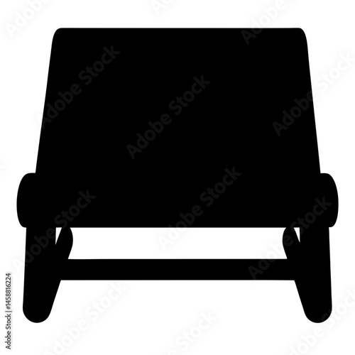 Solid black silhouette of an outdoor lounge bed or daybed, simplistic