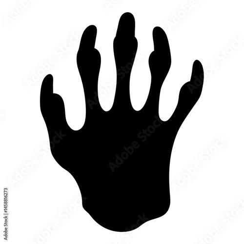 Black silhouette of an animal paw print with five distinctive digits
