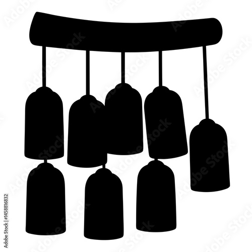 A stylized illustration of an indoor lighting fixture with multiple pendants
