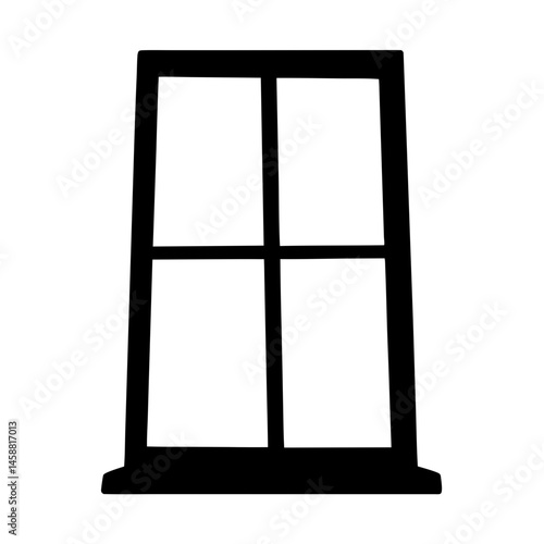 Black and white illustration of a window with four panes of glass