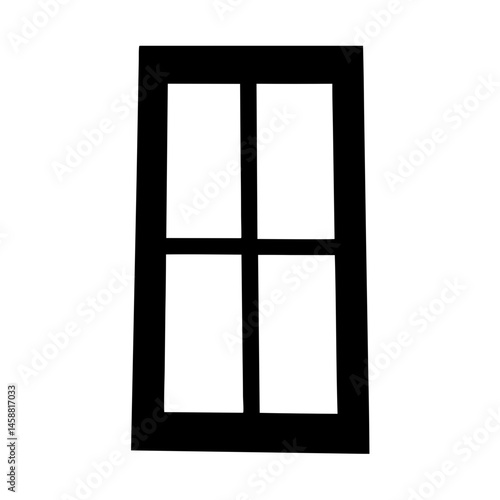 Black and white illustration of a window with four panes of glass