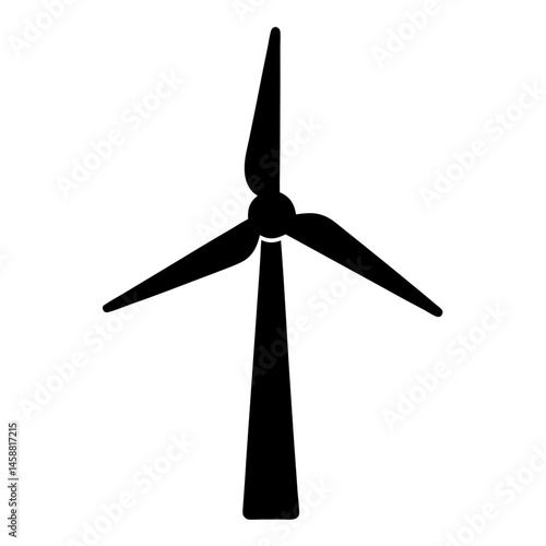 Simple black and white vector of a wind turbine for power generation