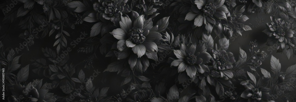 custom made wallpaper toronto digitalIntricate charcoal floral wallpaper, abstract botanicals,  botanical,  floral,  leaf