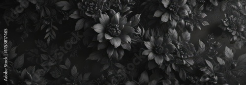 Wallpaper Mural Intricate charcoal floral wallpaper, abstract botanicals,  botanical,  floral,  leaf Torontodigital.ca