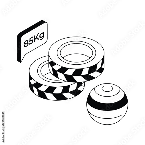 Download out premium isometric icon showing tyre workout