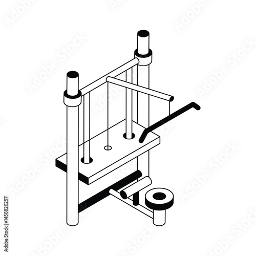A well crafted isometric icon depicting workout machine with cables