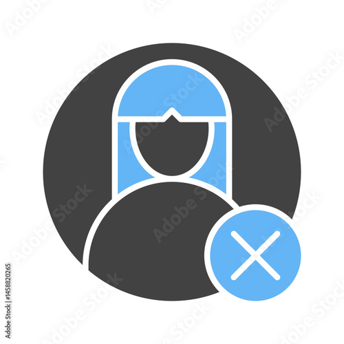 Delete Female Profile icon vector image. Suitable for mobile apps, web apps and print media.