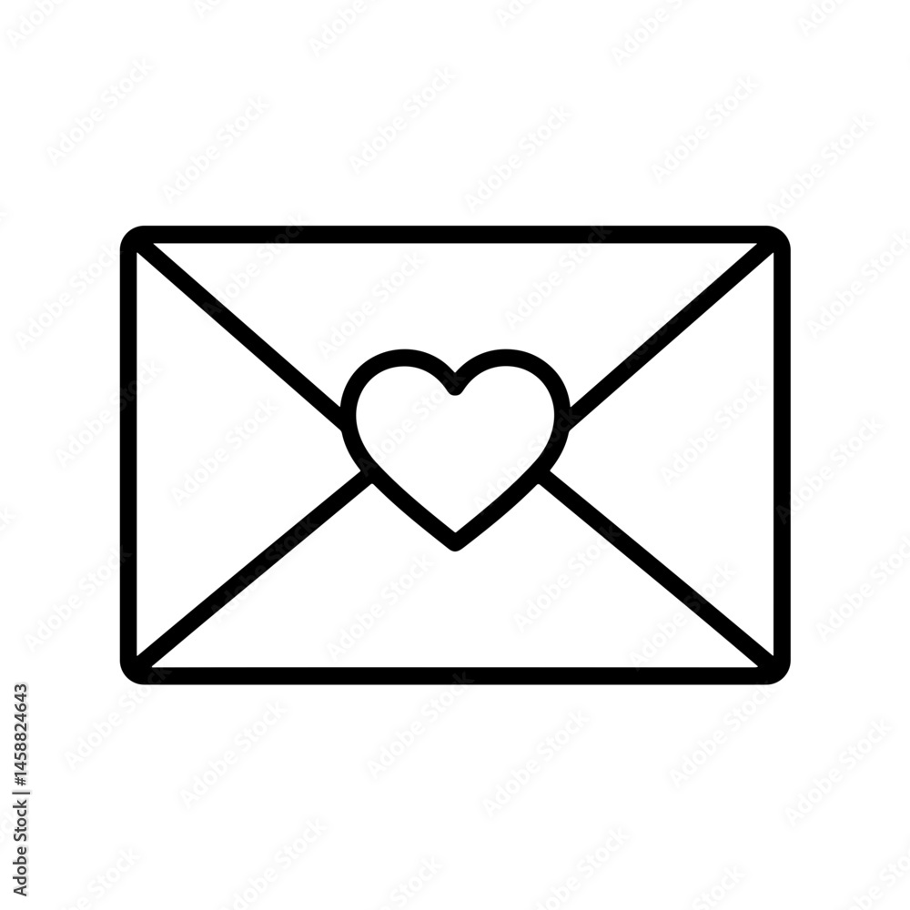 Love letter envelope outline icon Love letter envelope outline icon