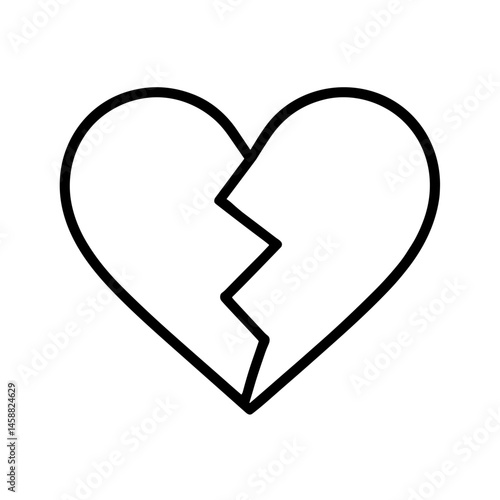 Broken heart outline icon symbolizing heartbreak