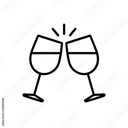 Clinking wine glasses outline icon for celebration