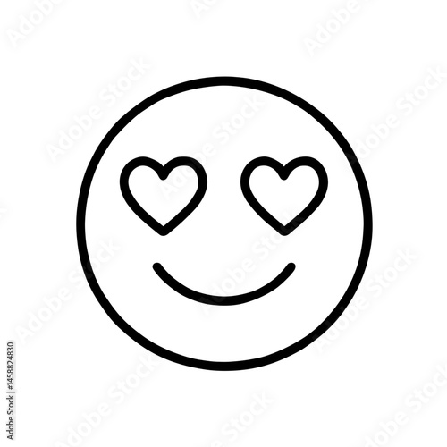 Smiley face with heart eyes outline icon
