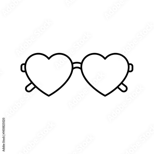 Heart-shaped sunglasses outline icon for love and style
