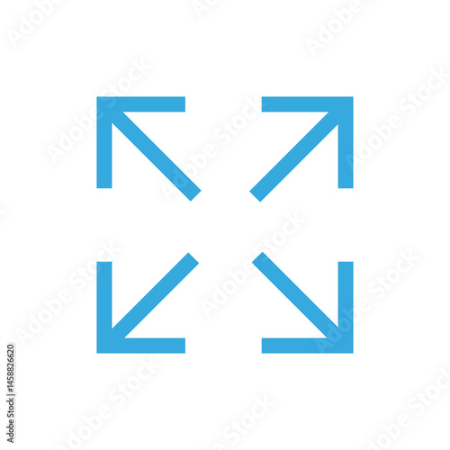 Fullscreen. Maximize, enlarge arrows, resize pictogram. Expand to any size icon. Flat vector illustration isolated on white background.