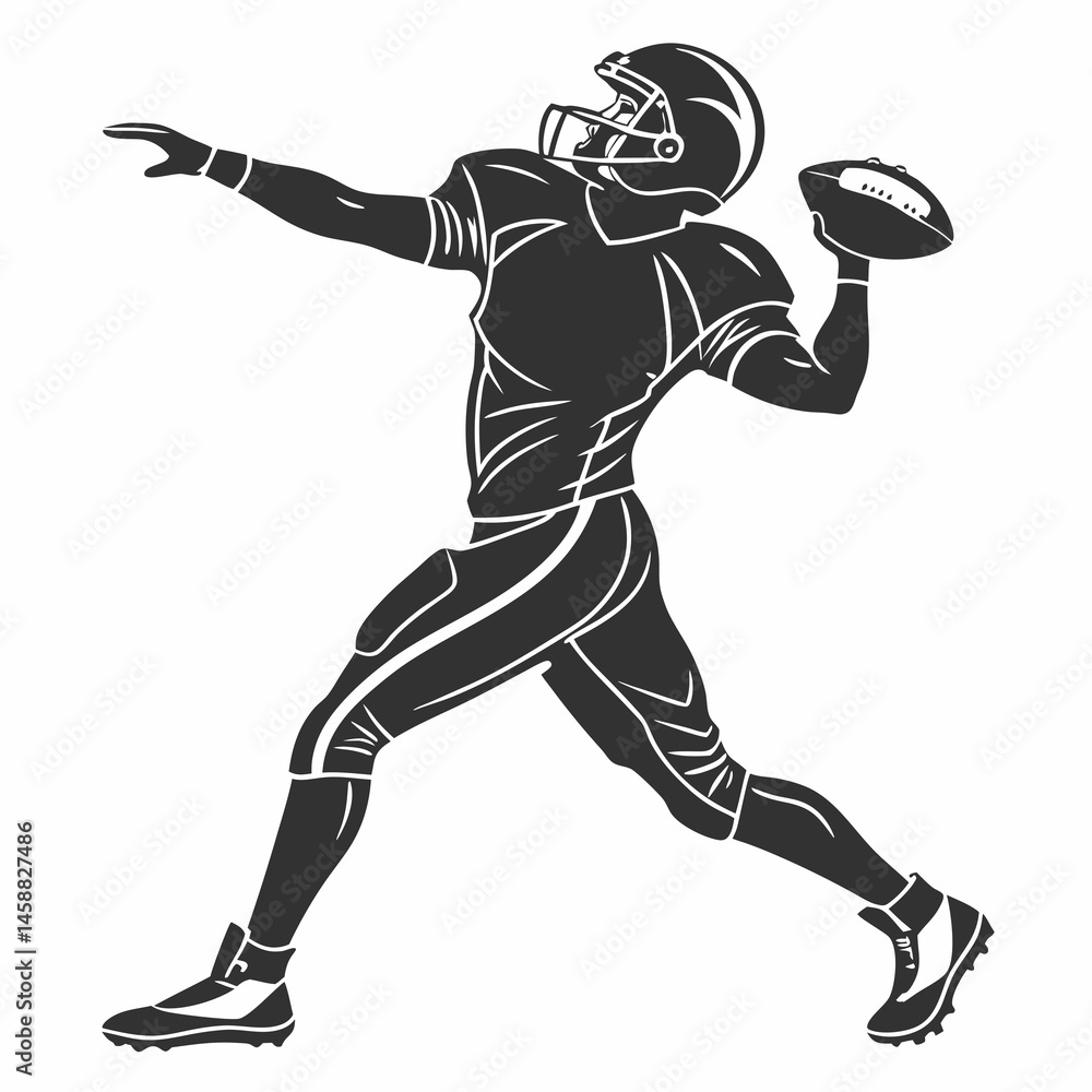 American Football Player Silhouette Dynamic Throw Powerful Pose Monochrome Graphic Sports Illustration Strong Athlete American Football Player Silhouette Dynamic Throw Powerful Pose Monochrome Graphic Sports Illustration Strong Athlete