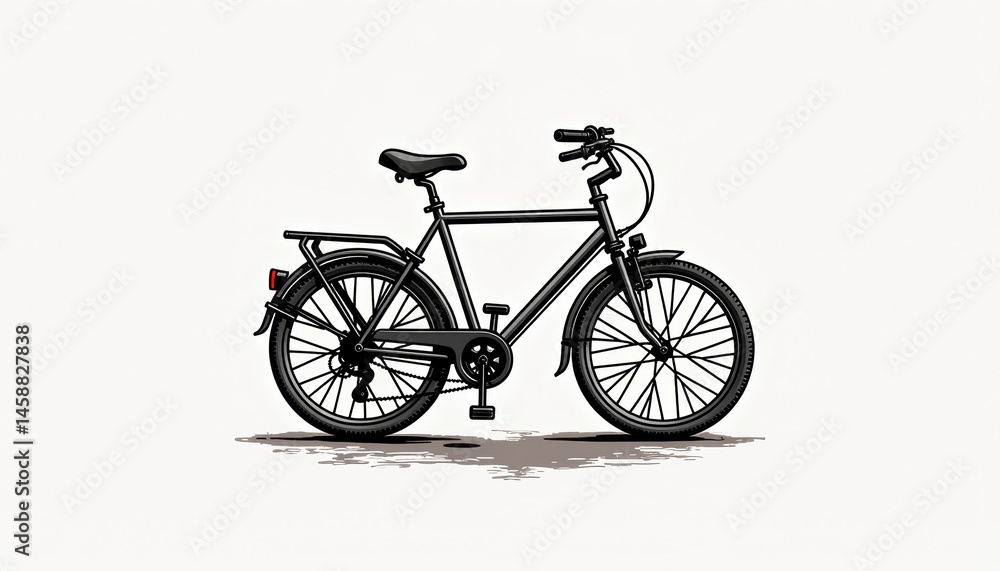 Fototapeta premium Stylized line art bicycle in side view with thick black outlines 