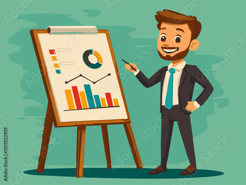 full-shot of a a person delivering a training workshop using a flip chart and engaging with participants, in a bright,