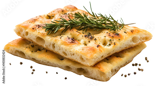 Wallpaper Mural Delicious Focaccia Bread Isolated on White Background for Culinary Designs Torontodigital.ca